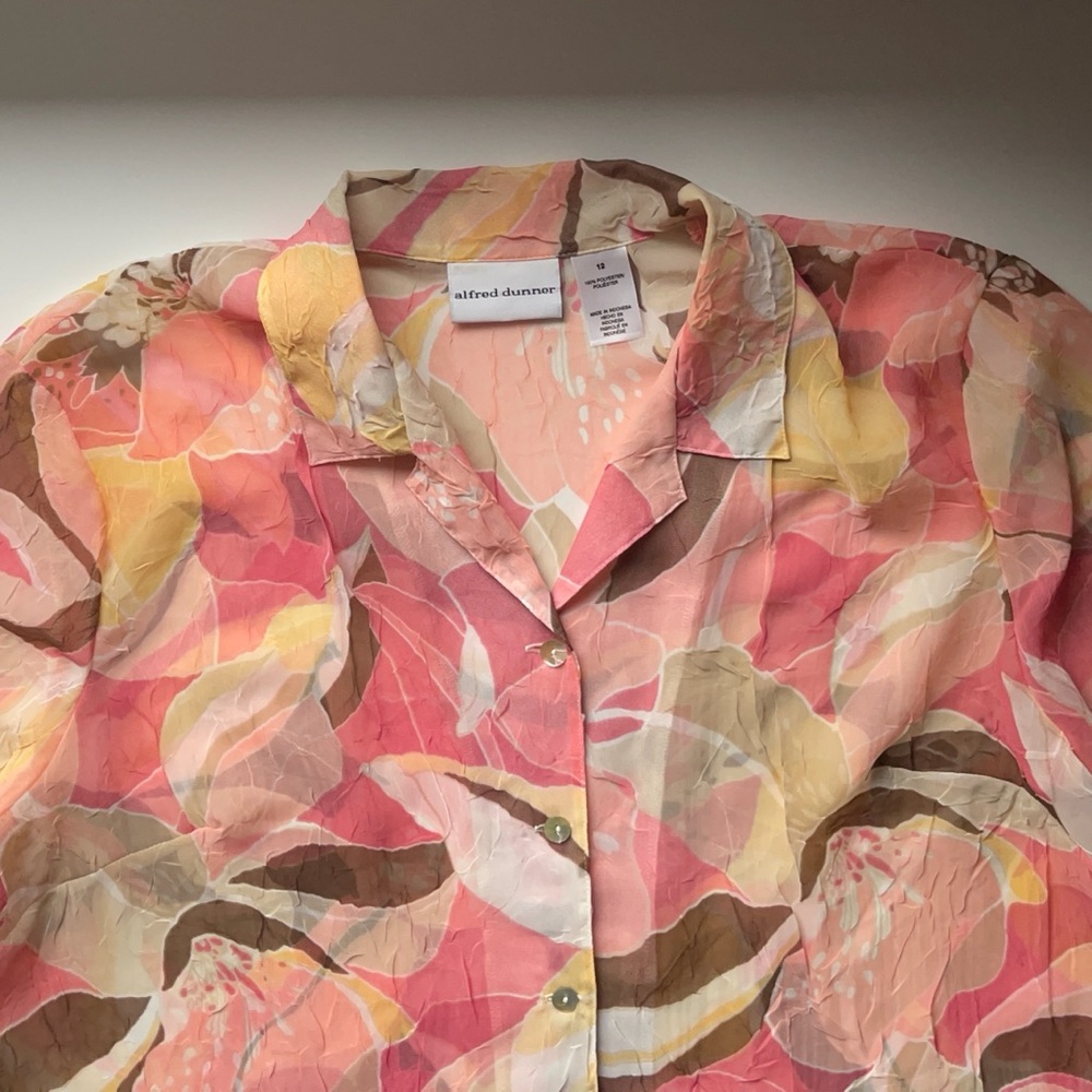 Alfred Dunner Sheer Floral Blouse - Size 12 - Picture 4 of 14